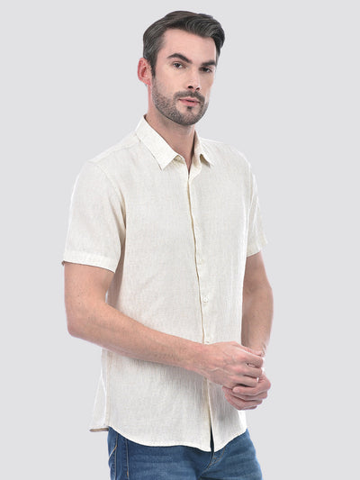 Men's Solid Cream Regular Fit Shirt
