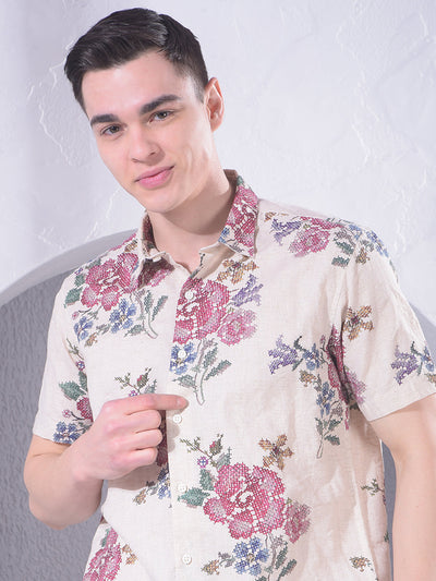 Men's Printed Pink Regular Fit Shirt