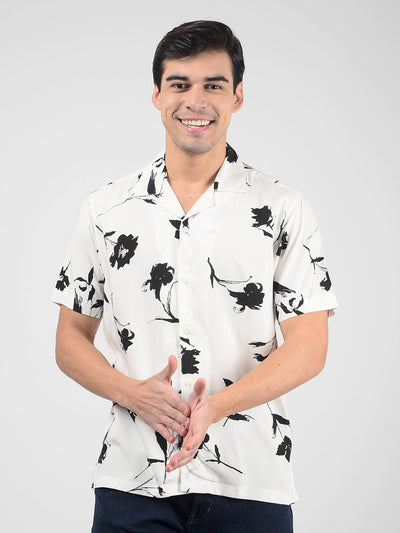 Black and White Floral Print Shirt