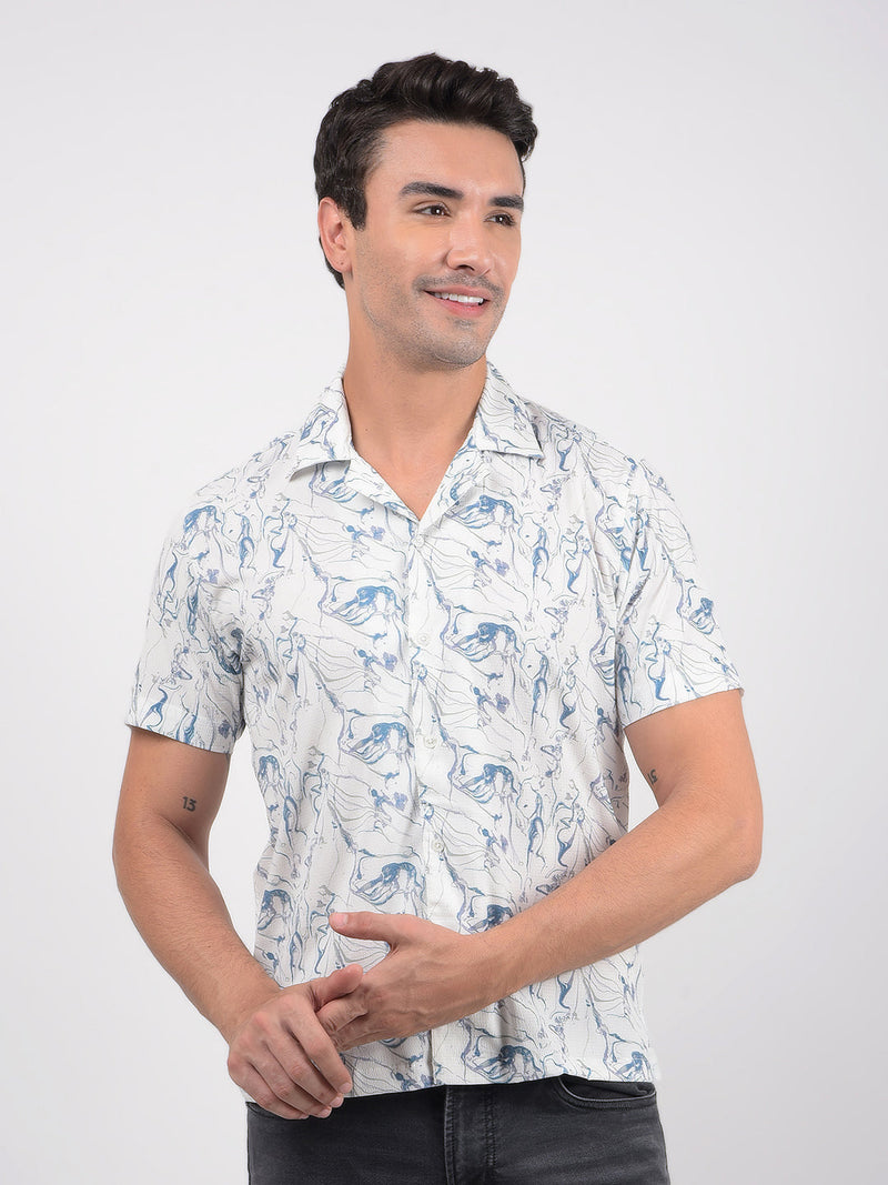 Men's Printed White Resort Fit Shirt