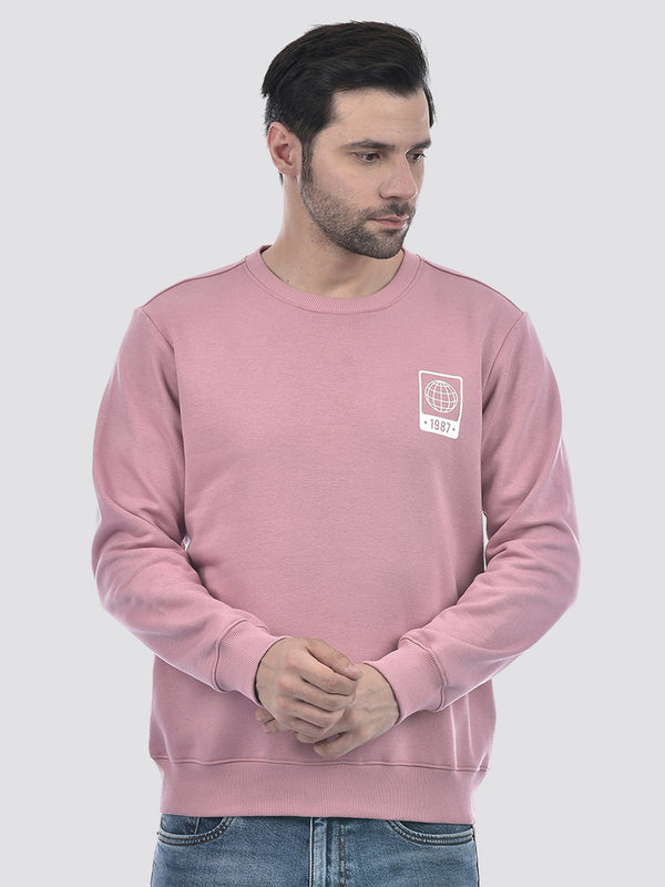 Men's Pink Round Neck Oversized Fit Sweatshirt