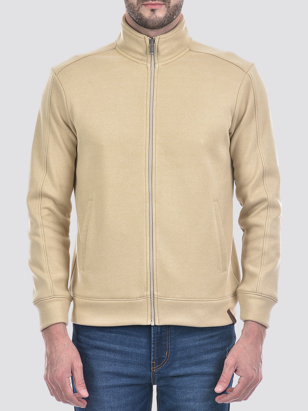 Buy Men s Brown Solid Front Open Zipper Sweatshirt Online Numero Uno