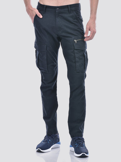 Men's Blue Regular Fit Cargo Jeans