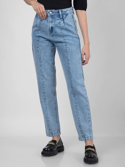 Women's Blue High Rise Mom Fit Sustainable Jeans