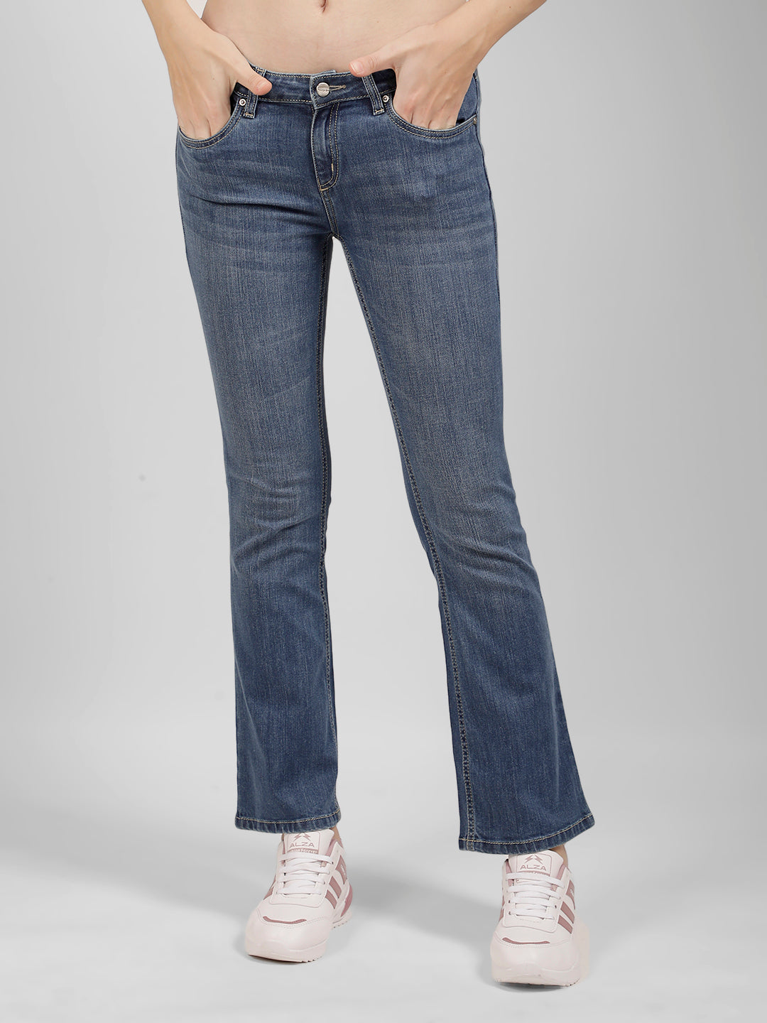 Buy Women's Light Blue Bootcut Fit Jeans Online | Numero Uno